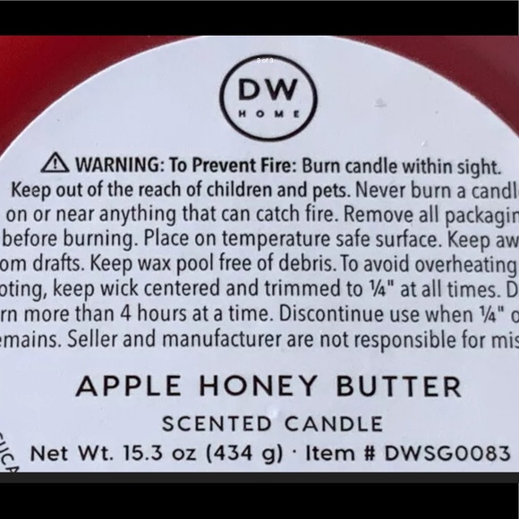DW HOME CANDLE APPLE HONEY BUTTER RICHLY SCENTED NEW 2 WICK 15 oz - Picture 3 of 3